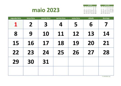 calendário 2023 maio